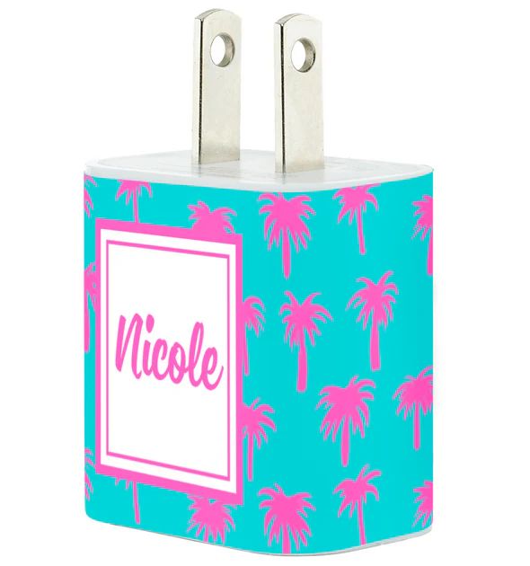 Monogram Pink Palm Tree Charger | Classy Chargers