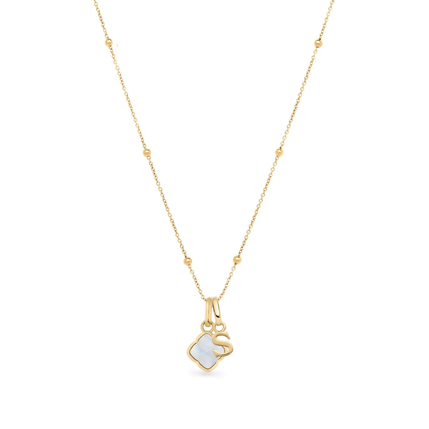 Pearl Clover & Initial Necklace (Gold) | Abbott Lyon