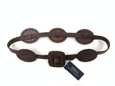 Polo Ralph Lauren Leather Concho Belt RL Ornate Plaque Women's Belt Dark Brown S  | eBay | eBay US