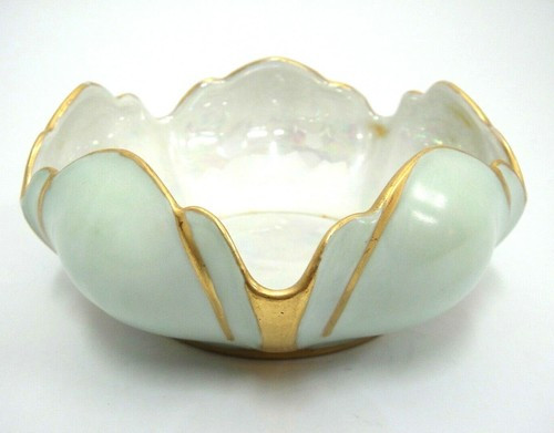 Antique RS Green Scalloped Nut Bowl Iridescent Interior Reinhold Schlegelmilch | eBay US