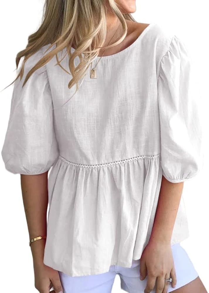 REDMORE Womens Summer Blouses Babydoll Loose Flowy Plus Size Peplum Boho Tops for Women Casual Co... | Amazon (US)