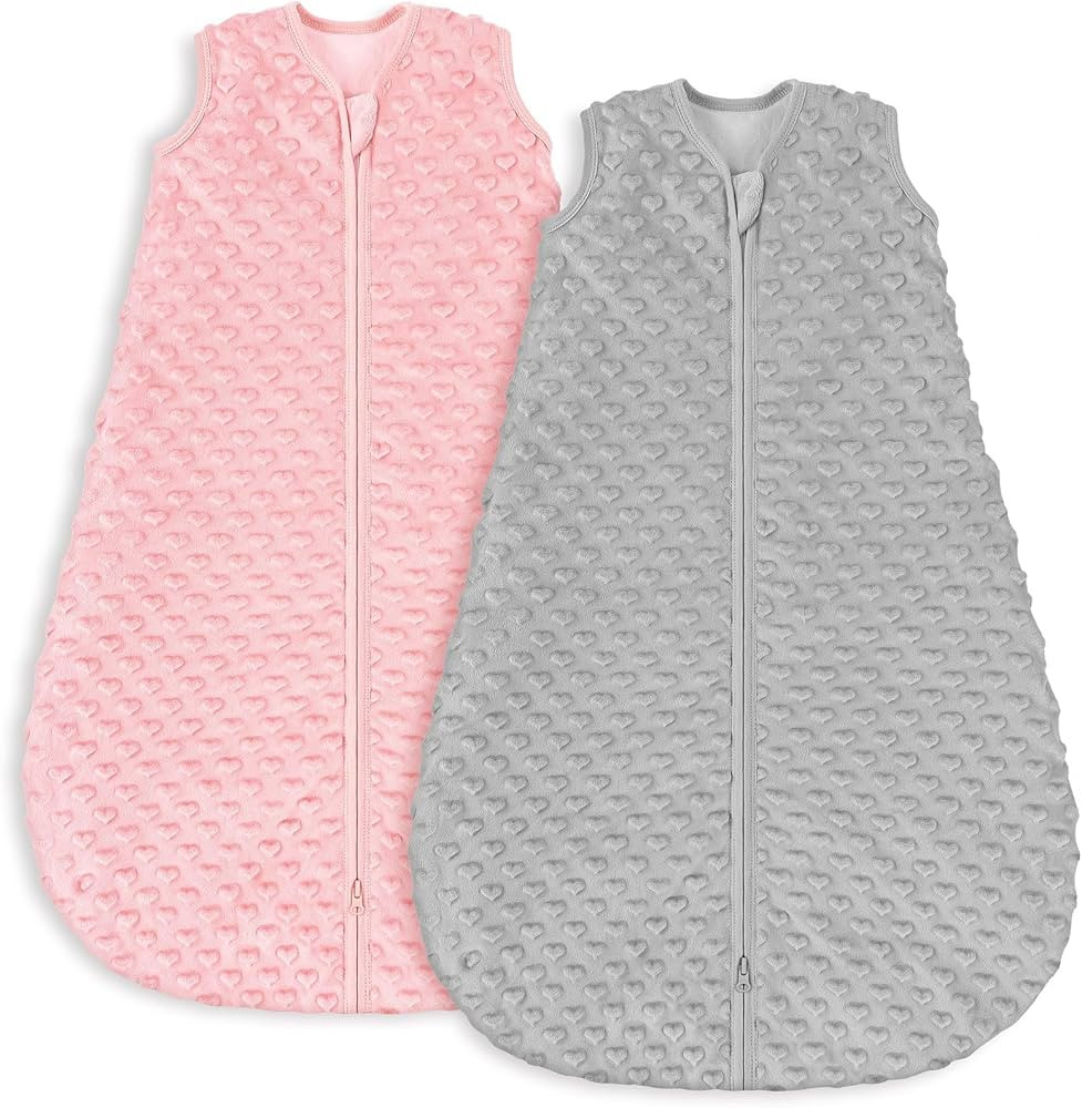 Yoofoss Fleece Baby Sleep Sack 12-18 Months with Plush Dots, TOG 1.5 Baby Wearable Blanket with 2... | Amazon (US)