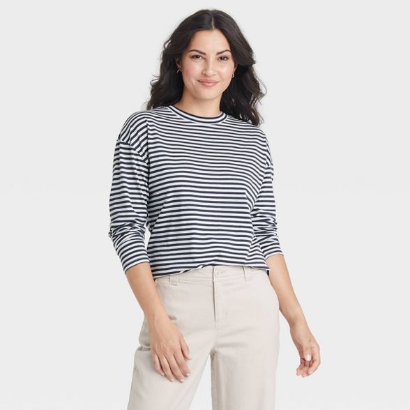 Women's Striped Long Sleeve French T-Shirt - A New Day™ | Target