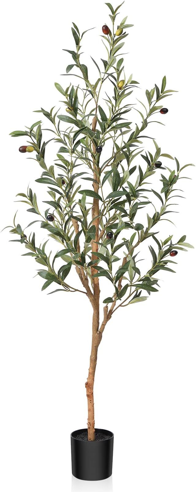 Artificial Olive Tree, 4FT Tall Fake Silk Plants with Natural Wood Trunk Faux Potted Tree for Hom... | Amazon (US)