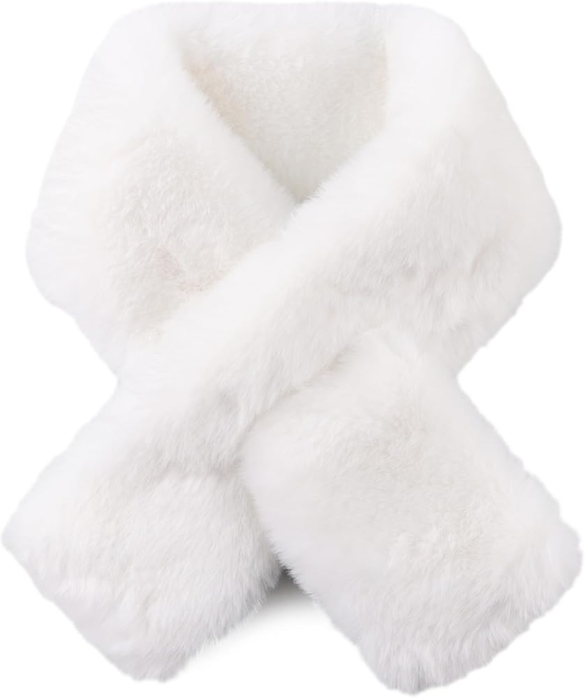 Women Fur Collar Scarf Winter Faux Fur Scarves for Women Cold Weather Lady Neck Warmer | Amazon (US)