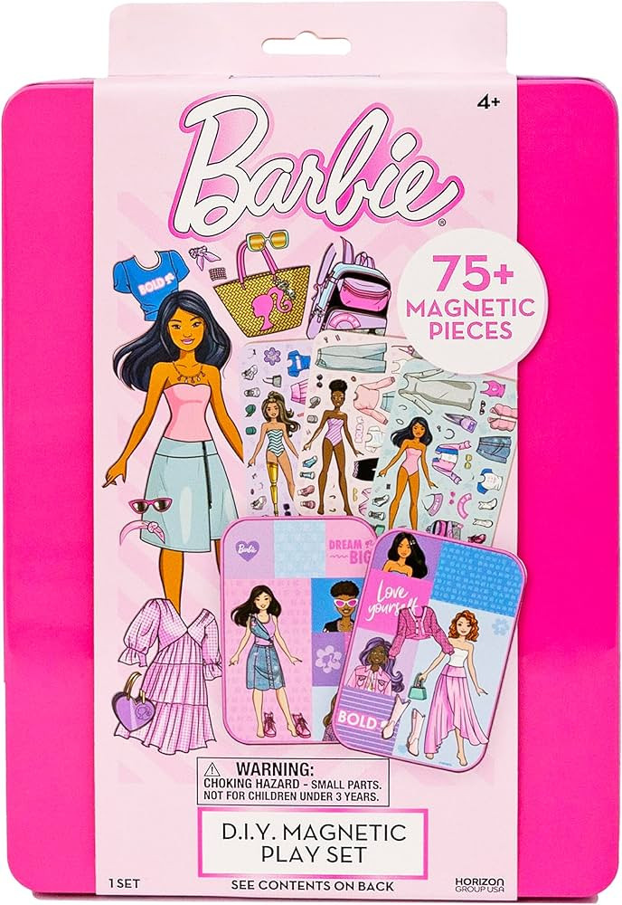 Barbie D.I.Y. Magnetic Play Set, 75 Pieces, 3 Magnetic Dolls, Crafts for Kids Ages 4-8, 4 Year Ol... | Amazon (US)