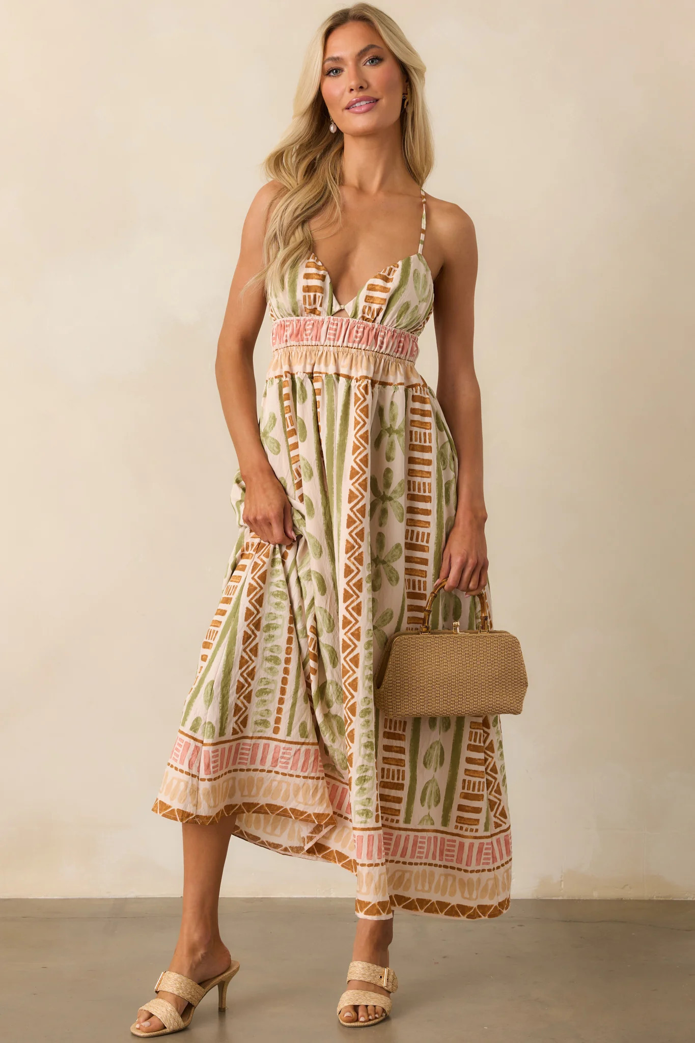 Always Intentional Light Beige Tropical Print Maxi Dress | Red Dress