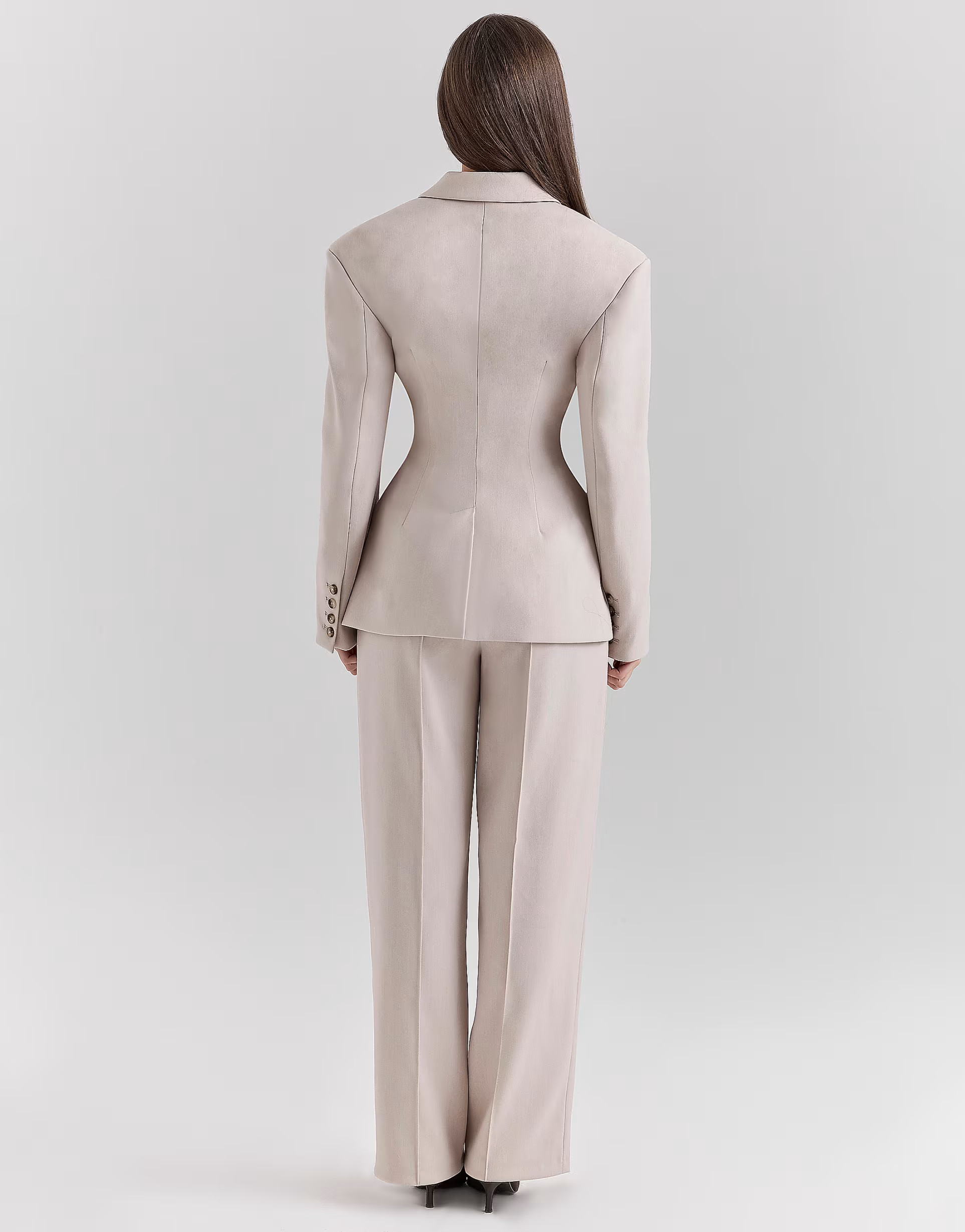 House of CB Hayden waist tailored trousers in beige | ASOS (Global)