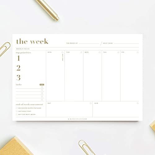 Bliss Collections Essential Weekly Planner 6 x 9 with 50 Undated Tear-Off Sheets, Metallic Gold Orga | Amazon (US)