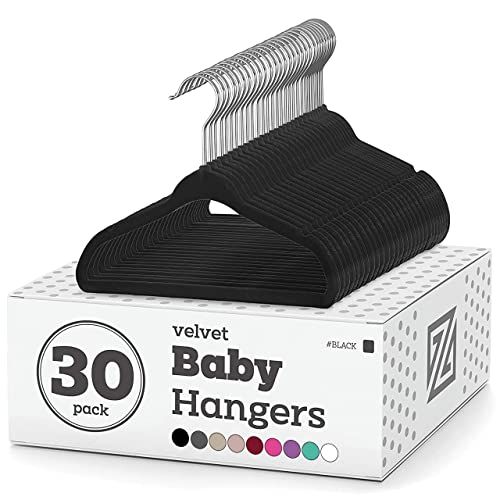 Zober Velvet Baby Hangers for Closet - Pack of 30 Non Slip Toddler Hangers for Shirts, Pants & Dr... | Amazon (US)