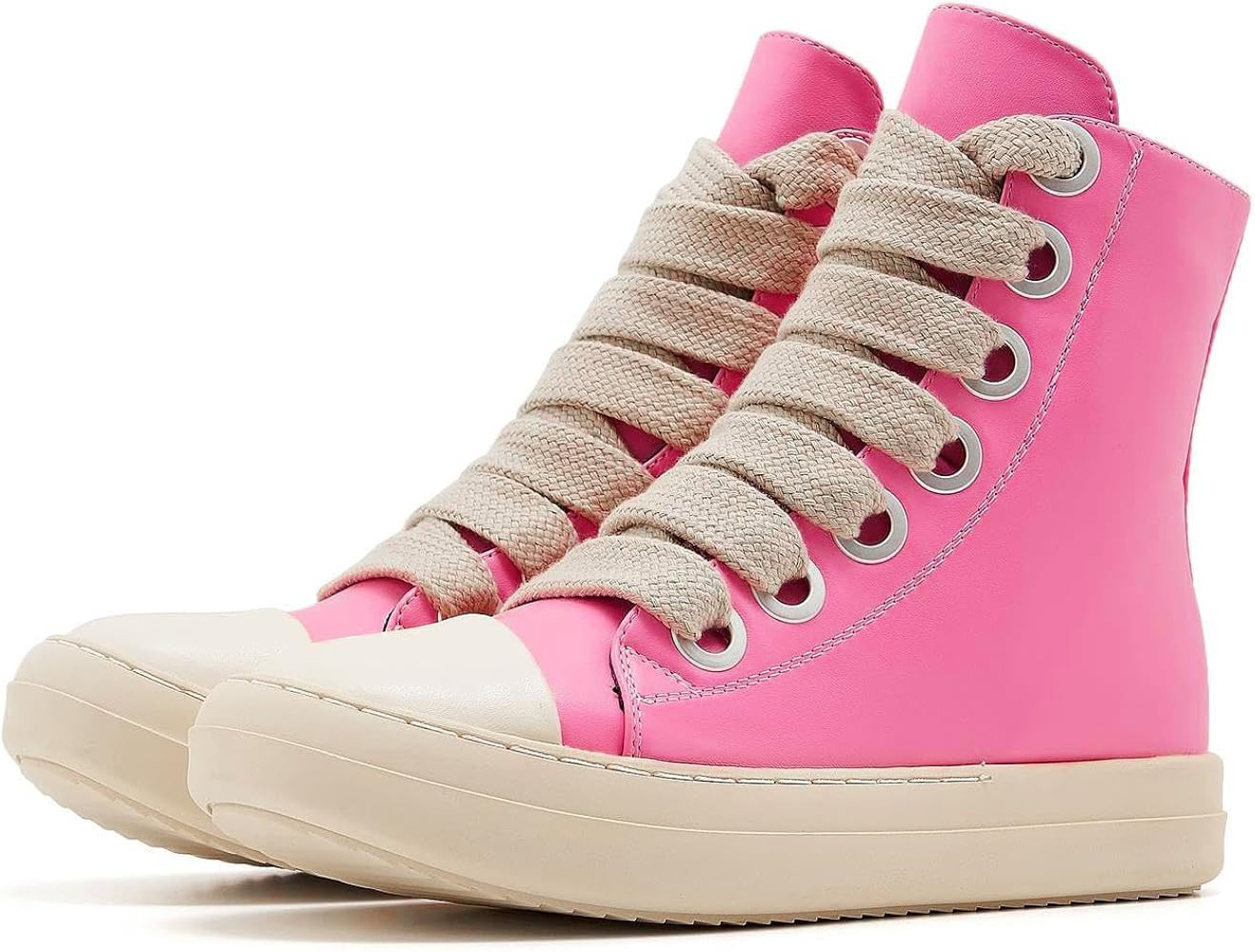 AmoreParis Women's High Top Sneakers Jumbo Lace-up Trainers Comfort Zipper Platform Shoes | Amazon (US)