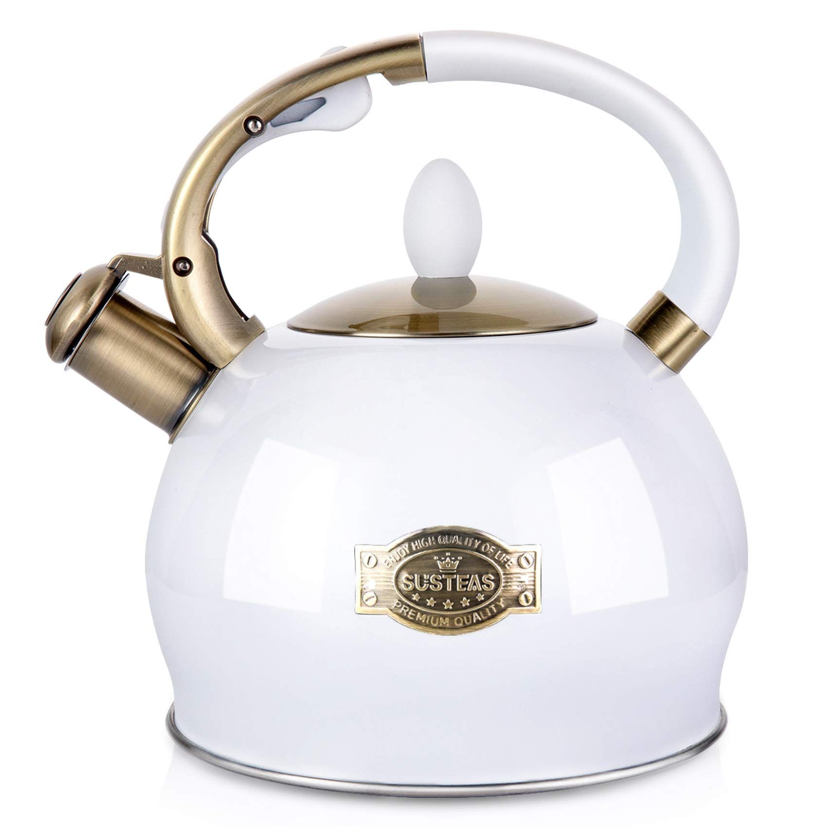 SUSTEAS Stove Top Whistling Tea Kettle-Surgical Stainless Steel Teakettle Teapot with Cool Toch Ergo | Amazon (US)