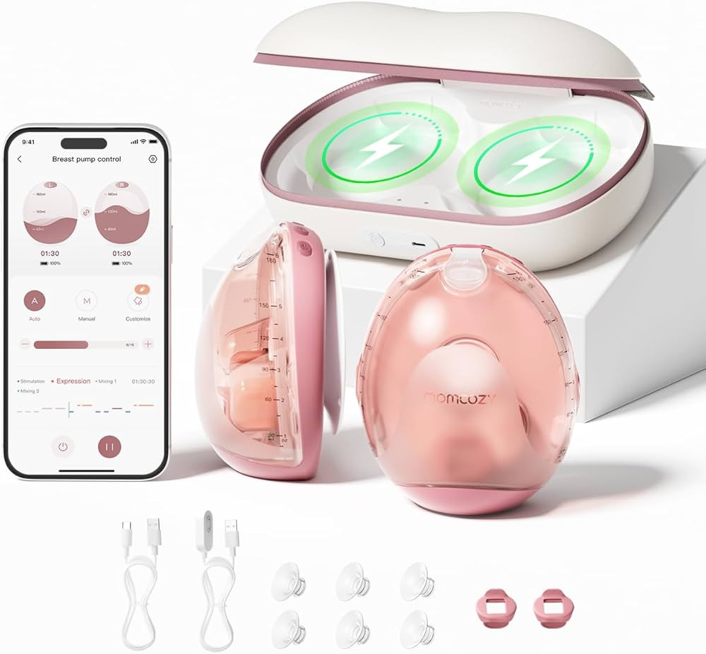 Momcozy Air 1 Ultra-Slim Breast Pump, Hands-Free Wearable Pump with Wireless Charging Case & App ... | Amazon (UK)