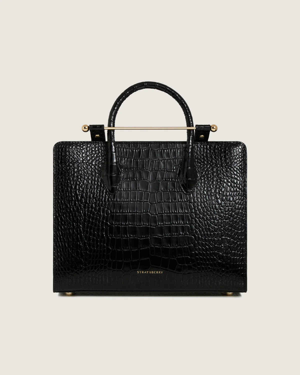 Strathberry - Midi Tote - Top Handle Leather Tote Bag - Black | Strathberry