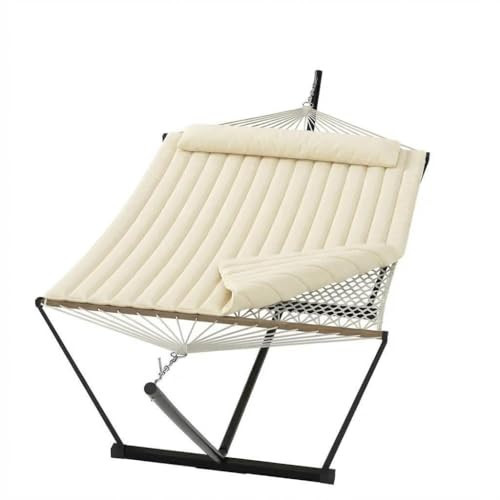 Garvee 2 Person Portable Double Hammock for Outdoor with Pillow, Heavy Duty Portable Hammock with Adjustable Steel Stand for Patio, Garden, Beach, Backyard | Amazon (US)
