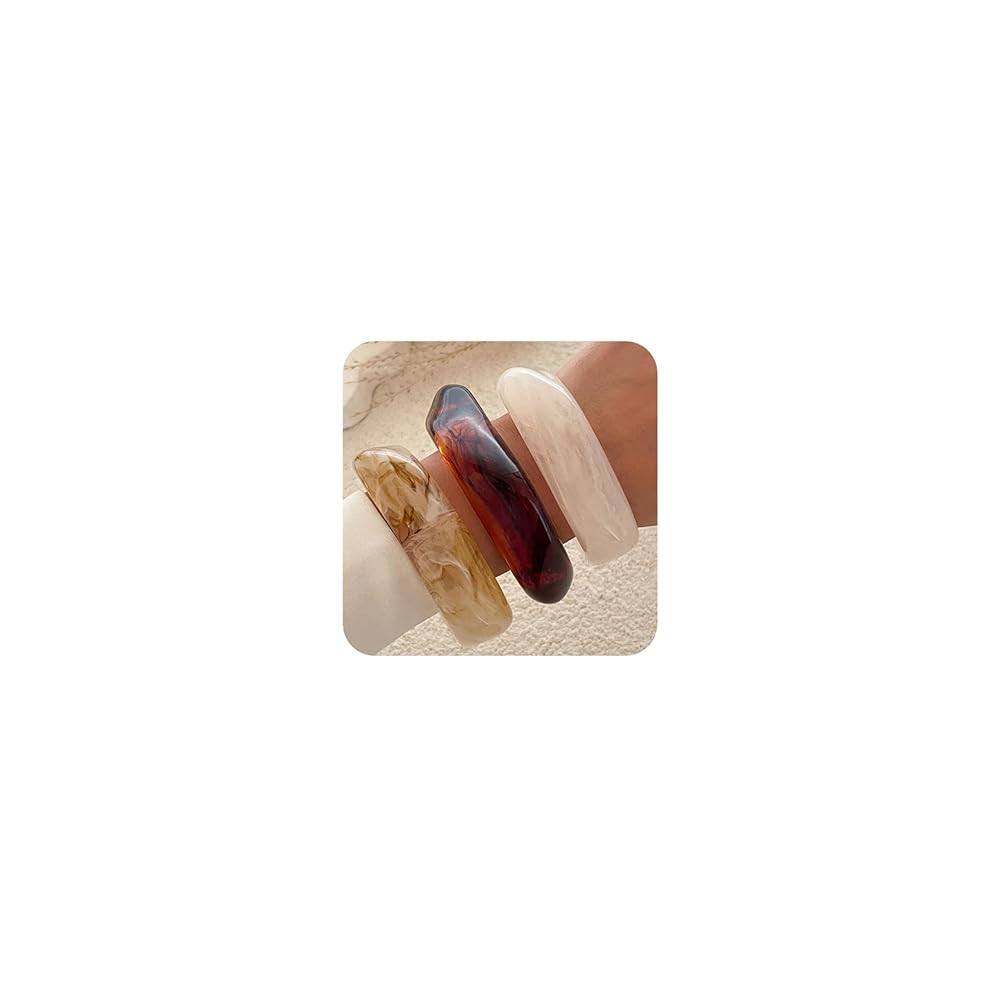 ALEXTINA 3Pcs Acrylic Resin Bangles for Women, Wide Resin Bracelets Chunky Cuff Bracelets Set Sta... | Amazon (US)