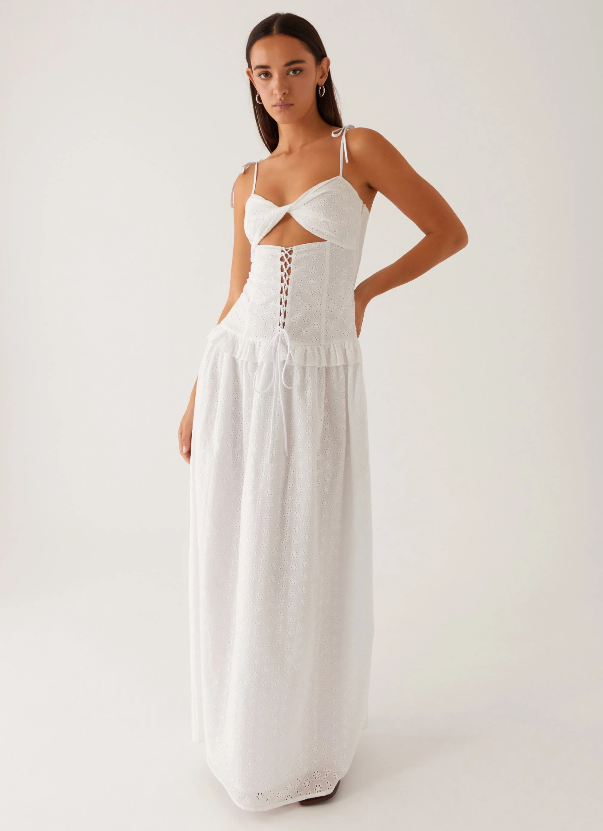 Reveria Twist Maxi Dress - Ivory | Peppermayo (Global)