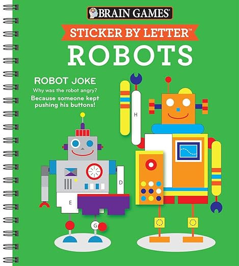 Brain Games - Sticker by Letter: Robots (Sticker Puzzles - Kids Activity Book)      Spiral-bound ... | Amazon (US)