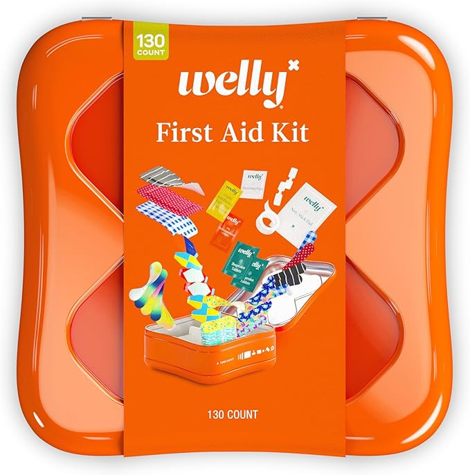 Welly First Aid Kit - Adhesive Flexible Fabric and Waterproof Bandages, Tape and Non-Stick Pads, ... | Amazon (US)