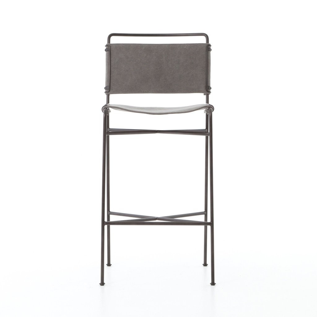Wharton Bar + Counter Stools in Stonewash Grey Canvas – BURKE DECOR | Burke Decor
