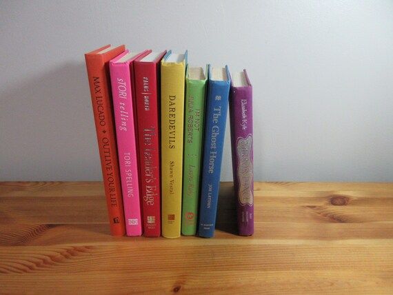 7 Assorted Rainbow Color Books, Decor, Staging BB015 | Etsy (US)