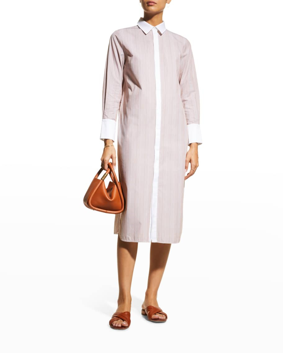 Misook Pinstripe Poplin Shirtdress | Neiman Marcus