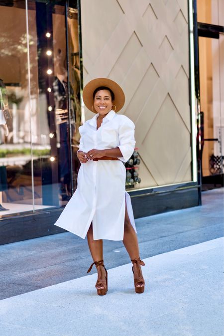 Pair a white shirtdress with a brown fedora brown suede belt brown suede platform heels for fall! #falloutfit #casualoutfit

#LTKstyletip #LTKSeasonal