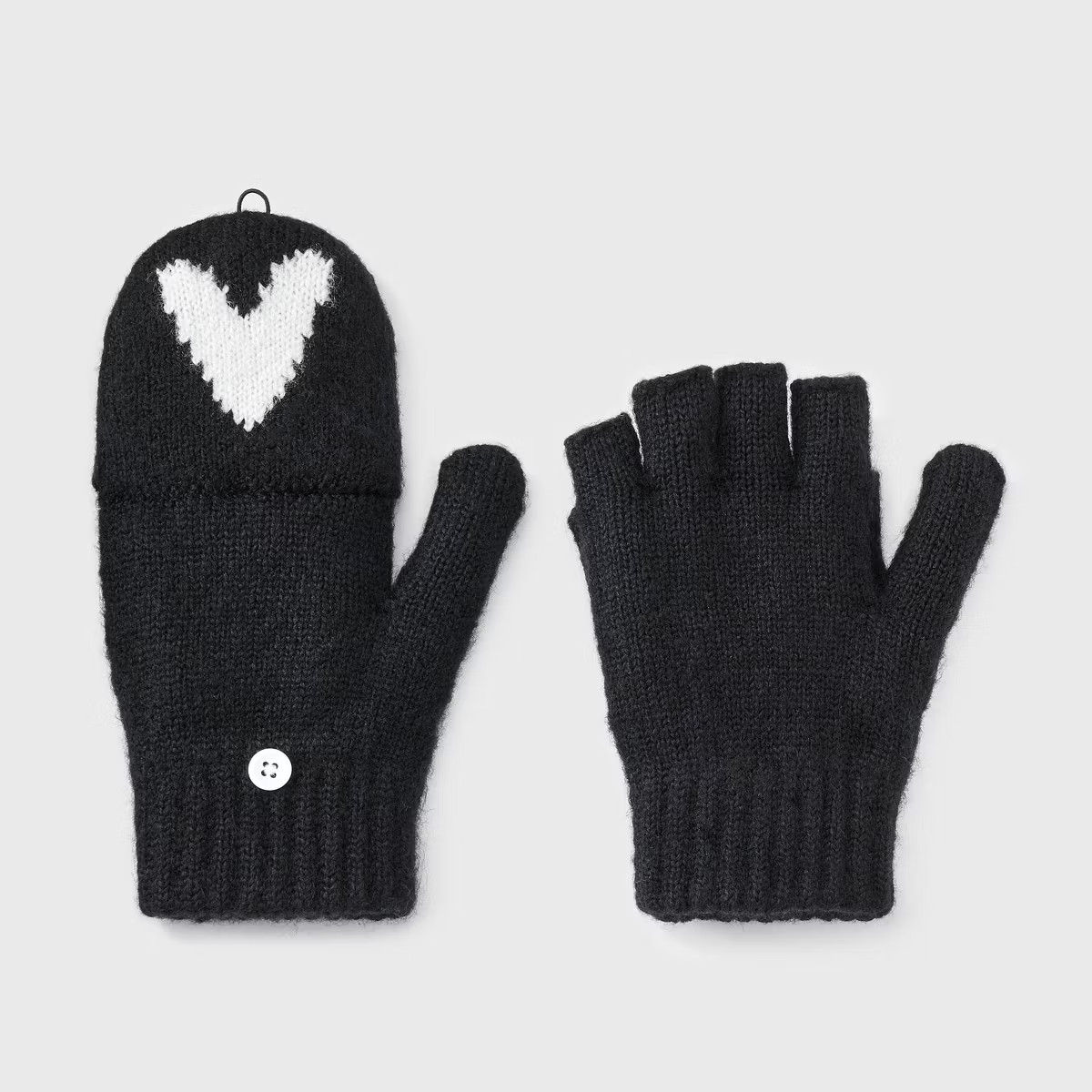 Girls' Cozy Heart Flip-Top Mittens - Cat & Jack™ Black/White | Target