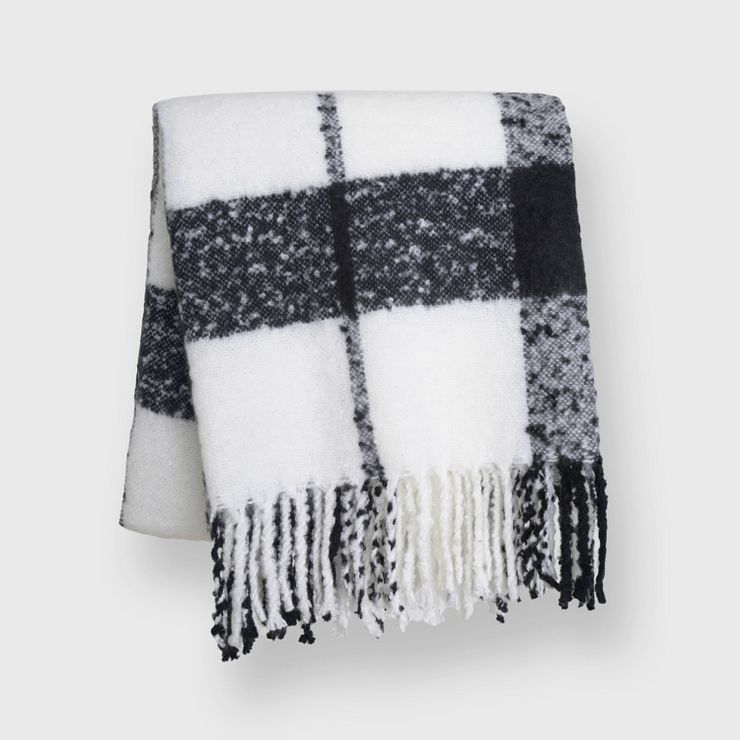 50"x60" Plaid Faux Mohair Throw Blanket - Evergrace | Target
