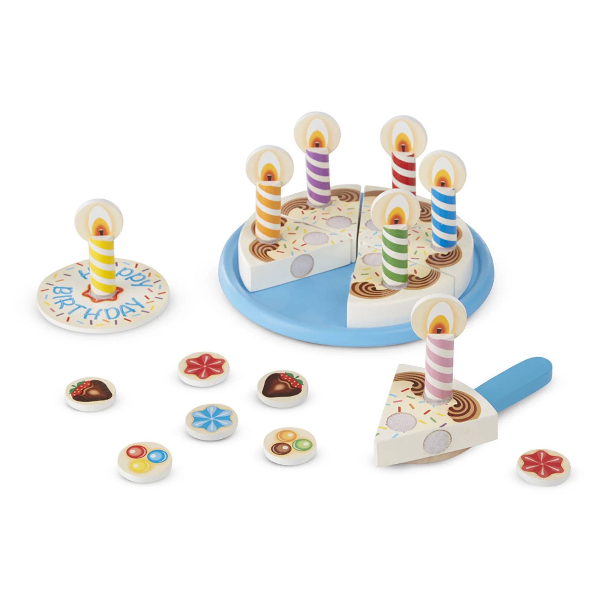 Melissa & Doug Birthday Party Cake (Wooden Play Food, Mix-n-Match Toppings and 7 Candles, Sturdy ... | Walmart (US)