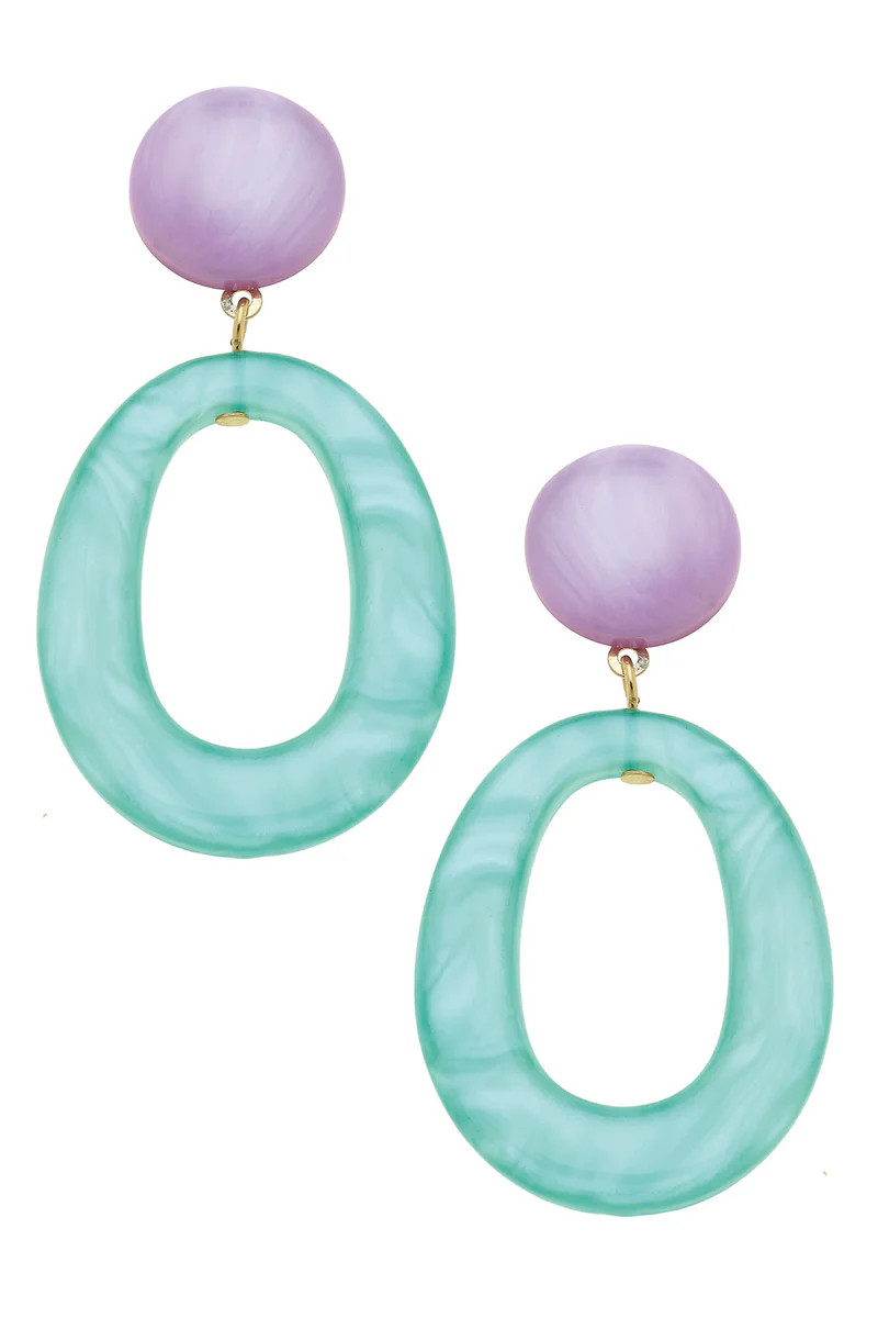 Ansley Marbled Resin Shape Earrings in Lavender/Mint | CANVAS