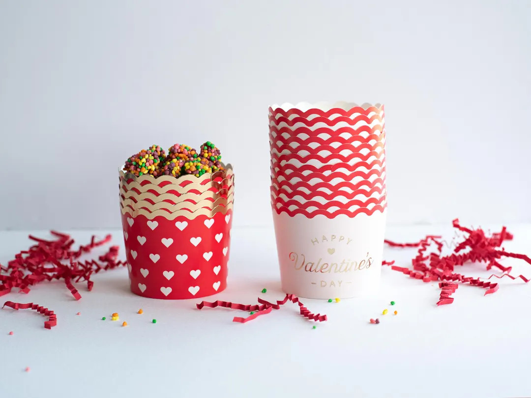 Happy Valentine's Day Baking Cups, Cupcake Liners, Red and White Heart Treat Cups, Galentine's Pa... | Etsy (US)