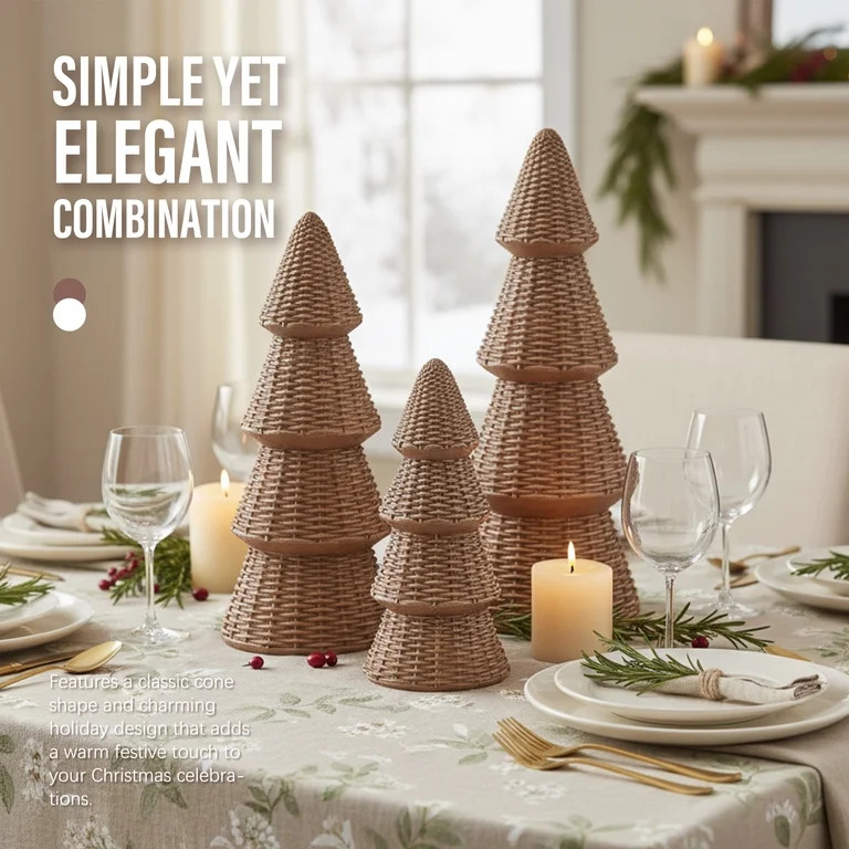 Ayieyill 3pcs Tabletop Christmas Tree Woven Resin Christmas Trees for Christmas Decor Indoor, Chr... | Walmart (US)