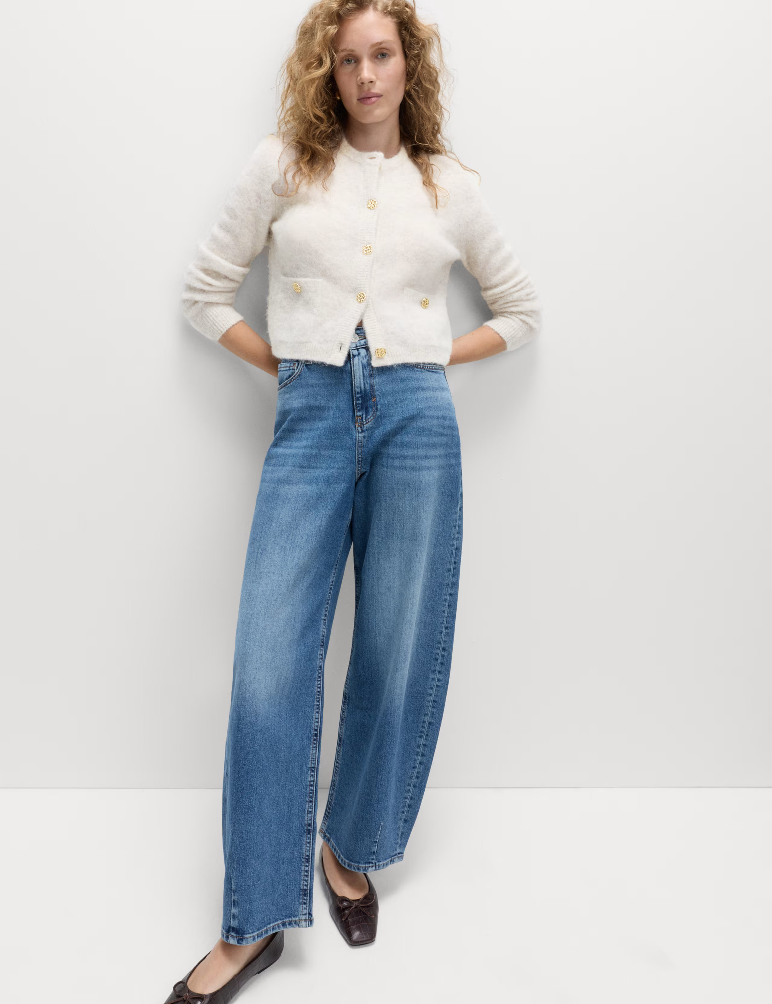 Alpaca Blend Button Front Cropped Cardigan | Marks & Spencer (UK)