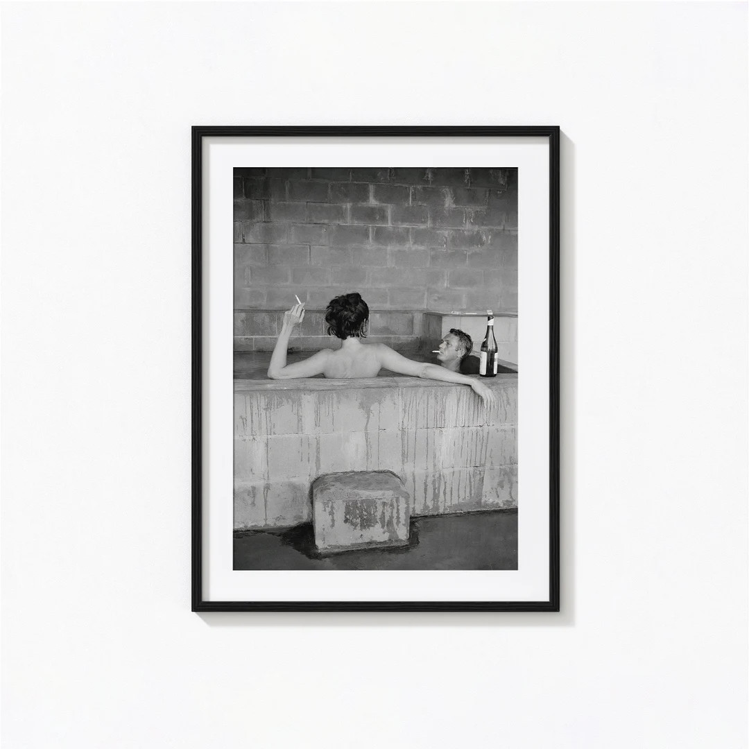 Steve Mcqueen and Wife Neile Adams Bath Tub Print, Black and White Wall Art, Vintage Print, Photo... | Etsy (US)