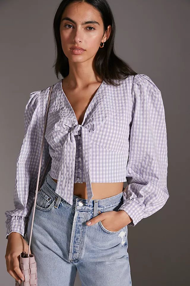 Maeve Cropped Gingham Blouse | Anthropologie (US)