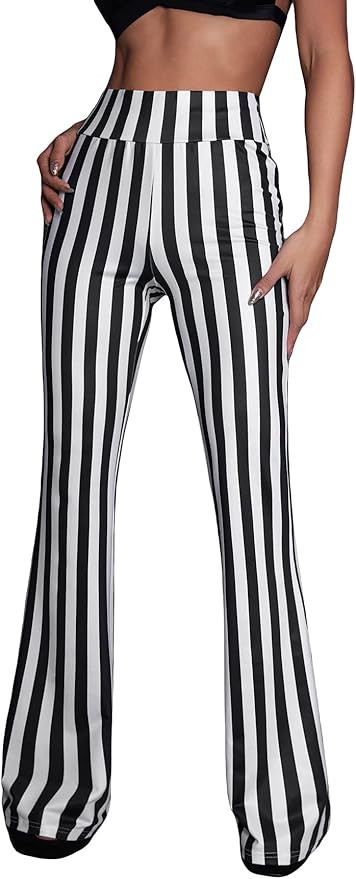 WDIRARA Women's Elastic High Waist Allover Print Floral Bell Bottom Flare Leg Long Pants | Amazon (US)