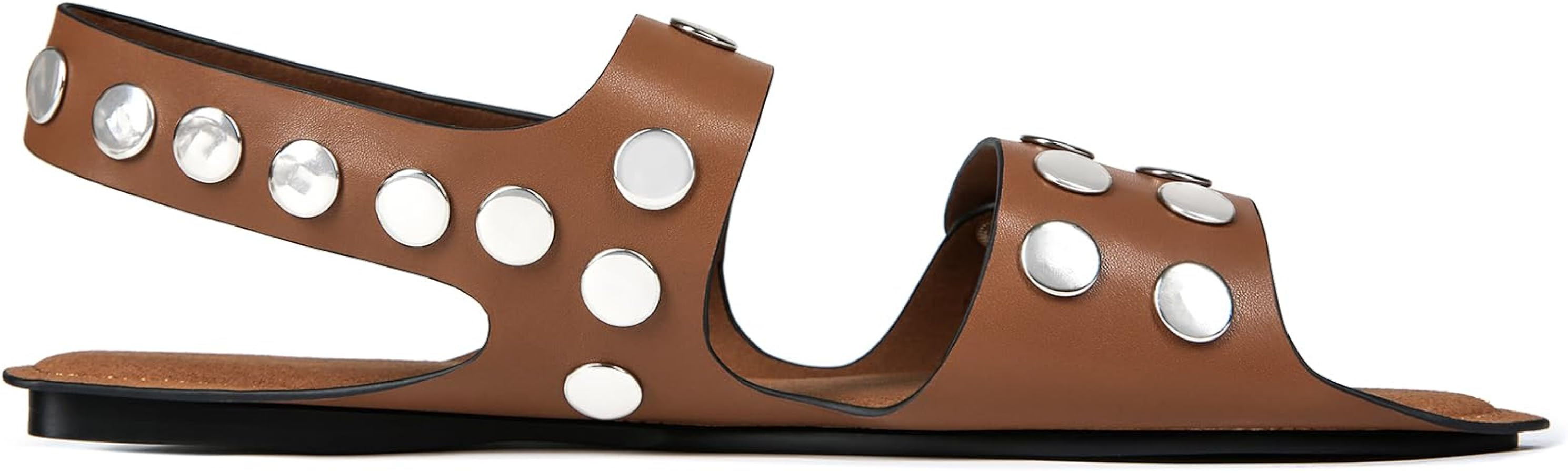 Backless Slide Sandals Adjustable Double Strap Shoes with Hidden Button Slip On Comfortable Casua... | Amazon (US)