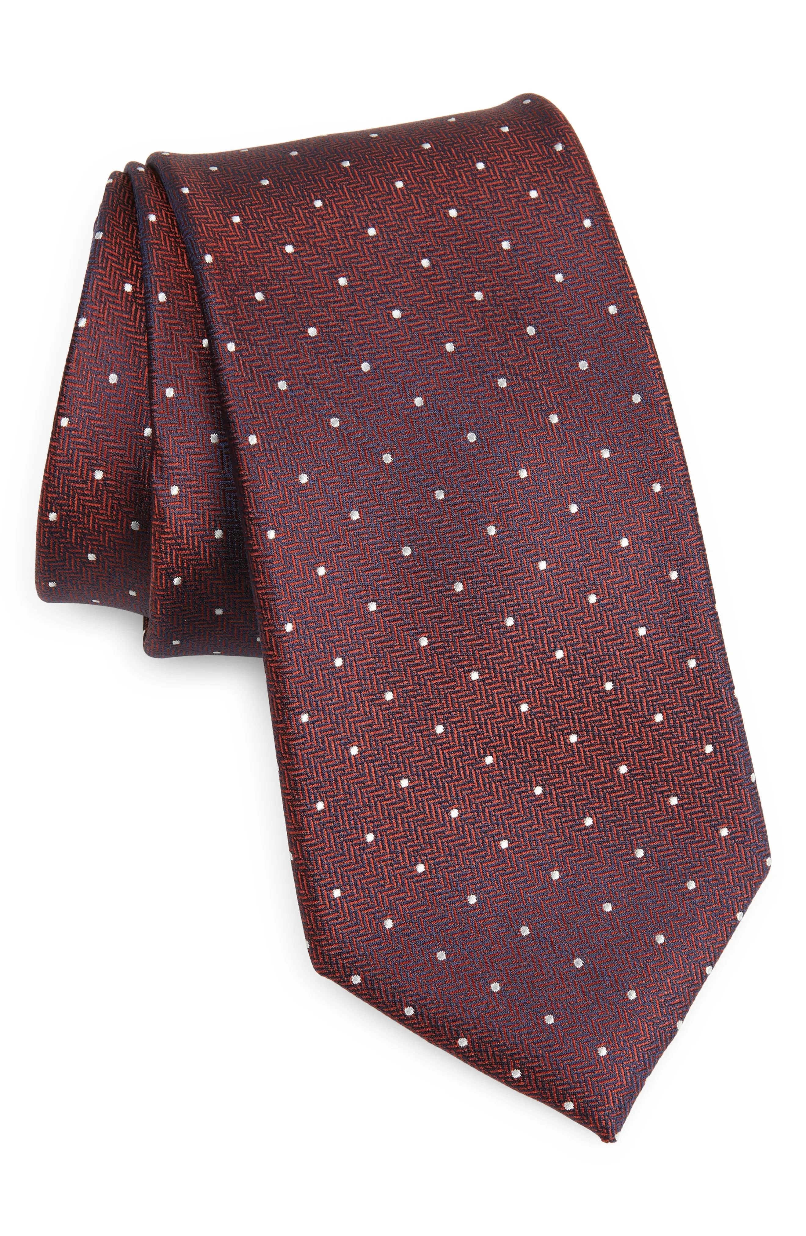 Nordstrom Arana Dot Silk Tie in Cognac at Nordstrom | Nordstrom