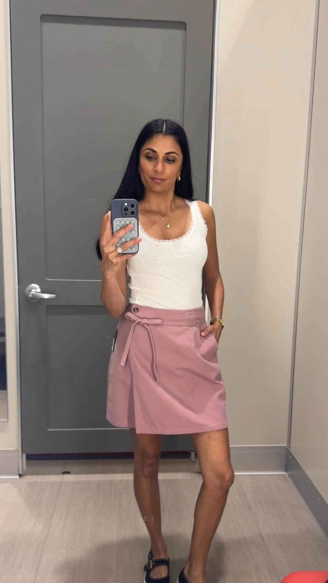 Wearing size small in both 