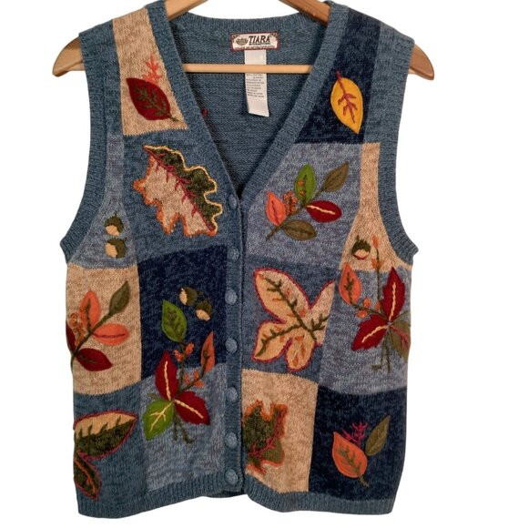 Vintage Tiara International Sweater Vest Women M Fall Leaves Autumn Harvest Leaf | Poshmark