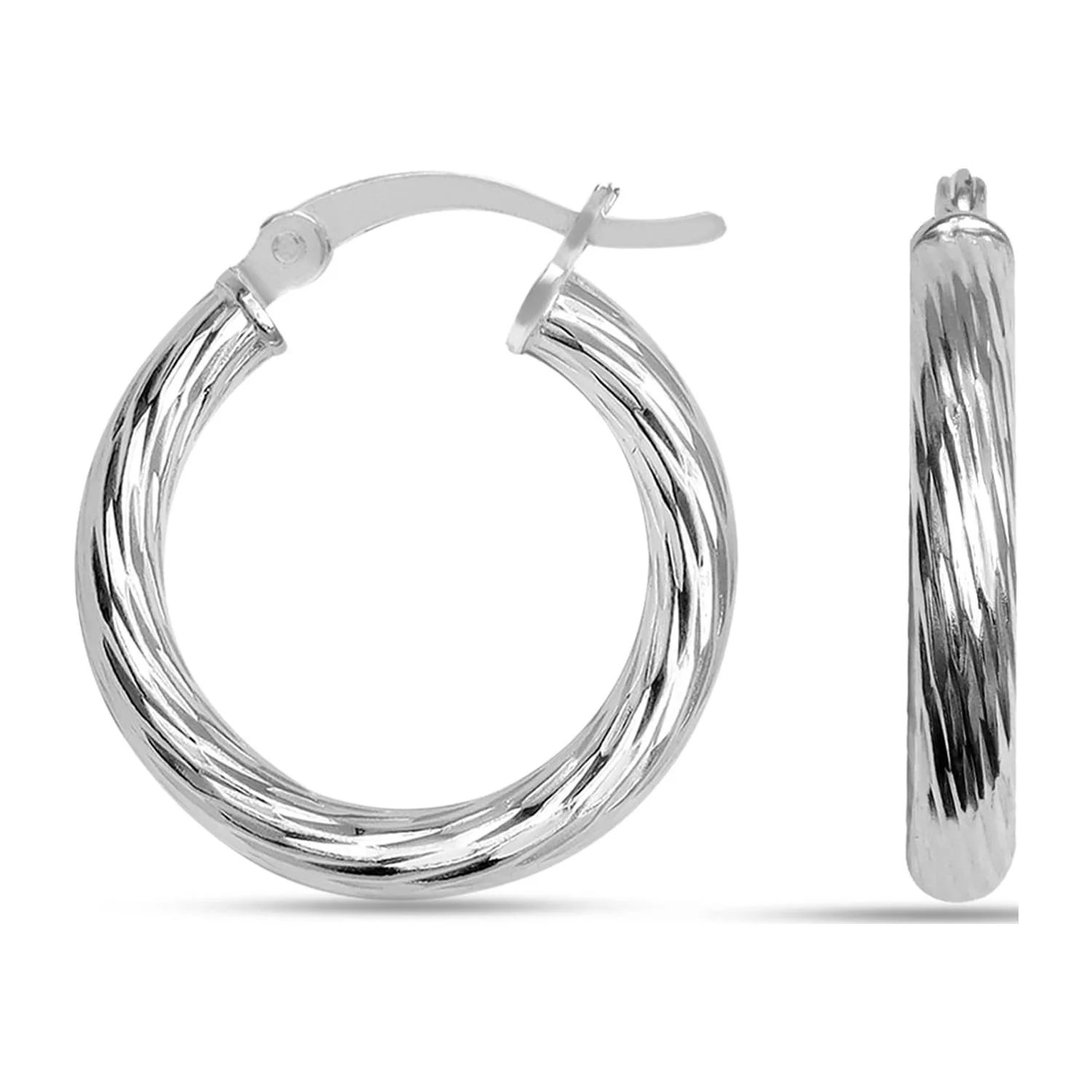 LeCalla 925 Sterling Silver Hoop Earrings for Women Hypoallergenic Diamond Cut Earring Hoops for ... | Walmart (US)