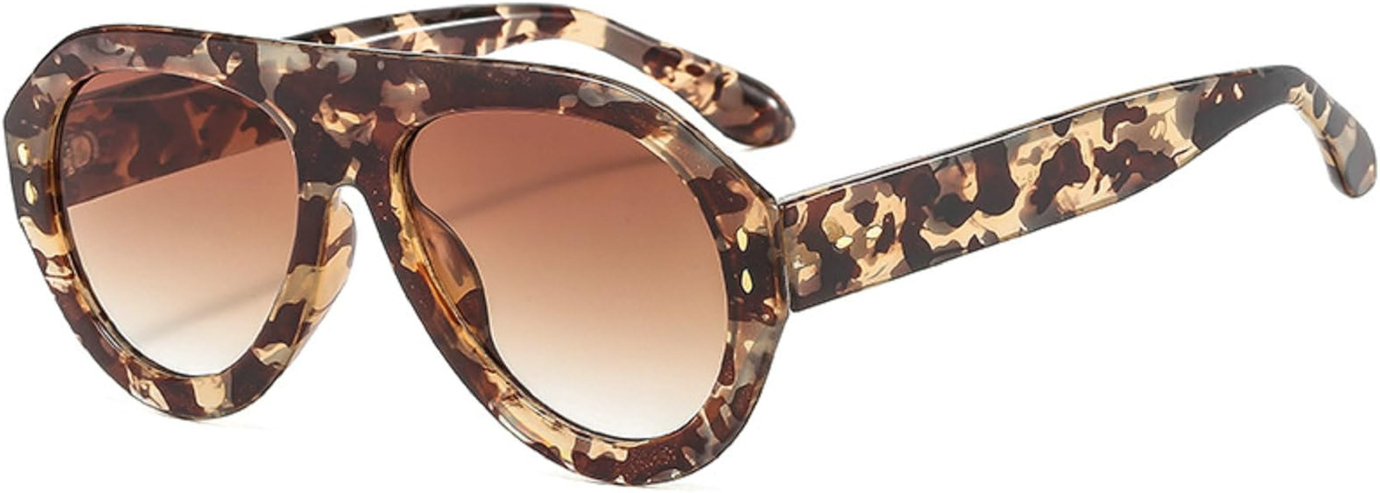 Popular Fashion Pilot Sunglasses Women Shades UV400 Retro Rivets Decoration Gradient Trending Men... | Amazon (US)