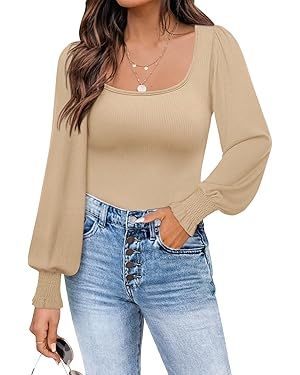 DOROSE Womens Mesh Long Sleeve Shirts Casual Blouses Tops | Amazon (US)