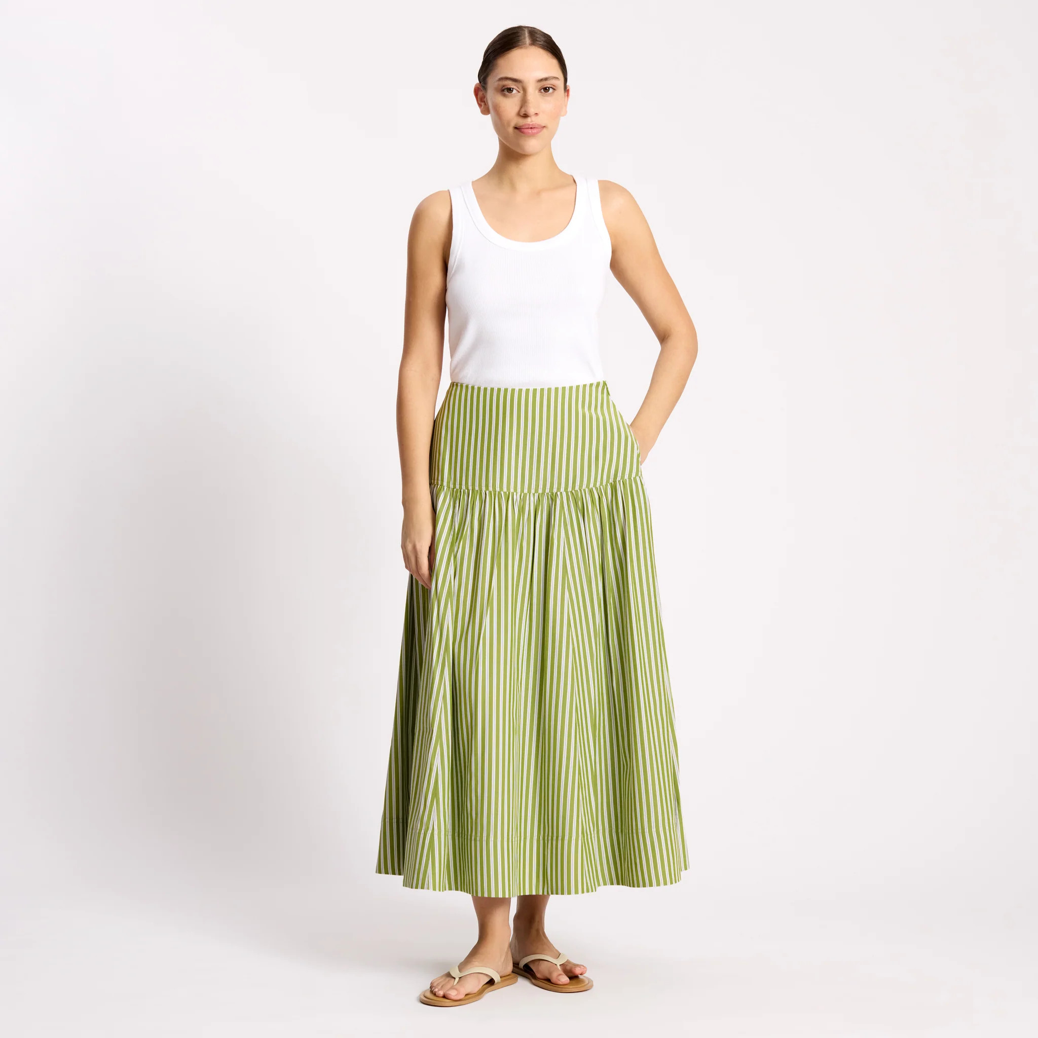 Green Stripe Skirt | Albaray