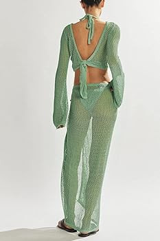 Women's Swimsuits Cover Ups Set for Crochet Bathing Suit Hollow Out 2 Piece Bikini Coverup Beach ... | Amazon (US)