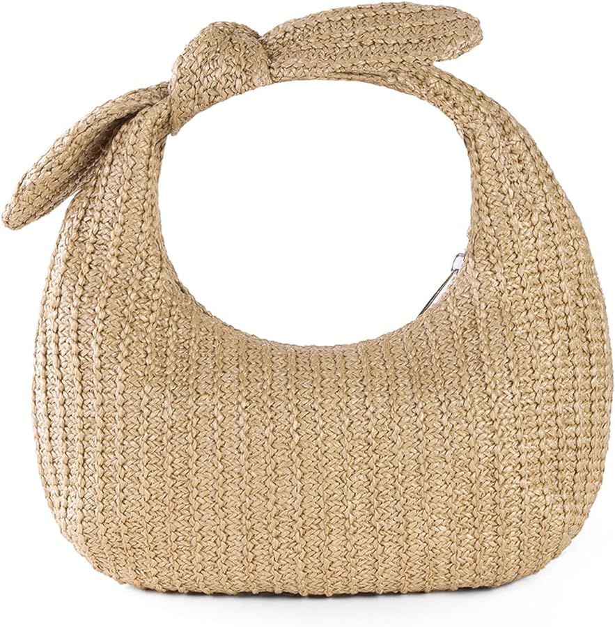 Lanpet Knotted Straw Clutch Purses for Women, Summer Beach Bag, Dumpling Evening Clutch Handbags ... | Amazon (US)