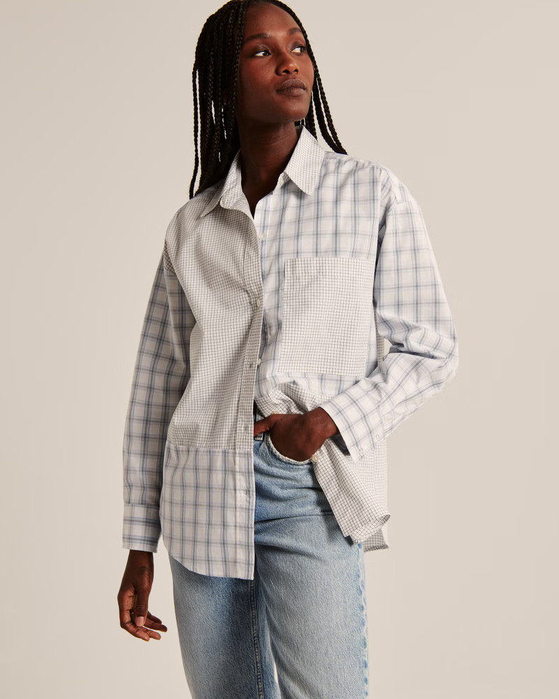 Women's Oversized Poplin Button-Up Shirt | Women's Tops | Abercrombie.com | Abercrombie & Fitch (US)