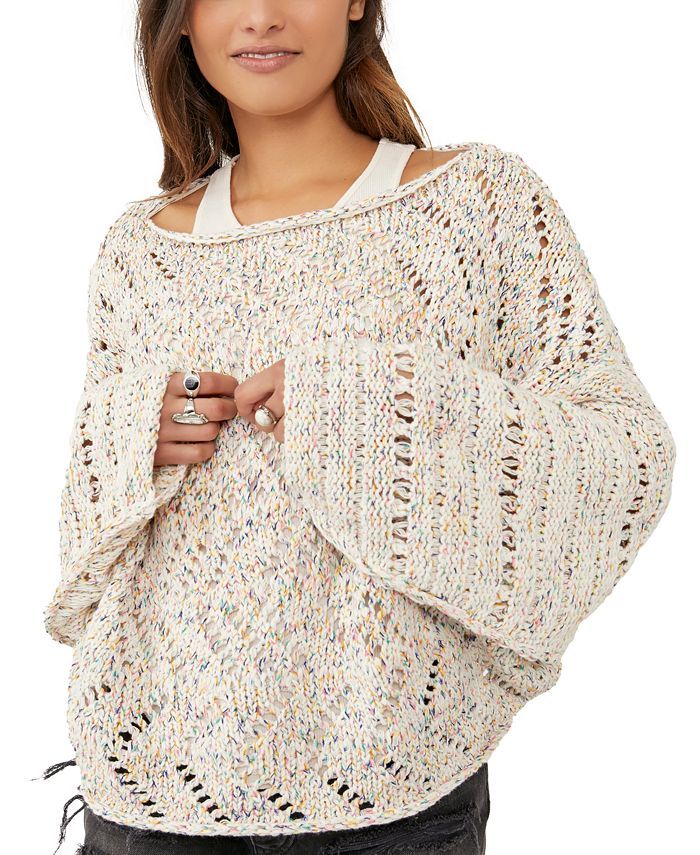 Women's Leilani Cotton Open-Knit Drop-Shoulder Sweater | Macys (US)