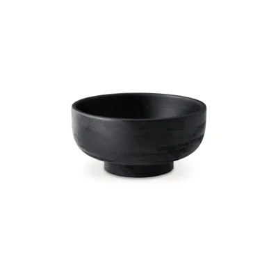 Nya 12 Inch Tabletop Decorative Bowl, Pedestal Round Base, Black Wood | Wayfair North America